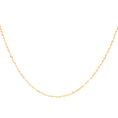 Rope chain yellow gold on white background