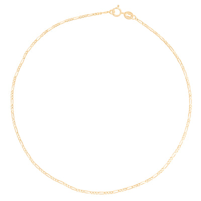 Yellow gold anklet in circle shape shown on white background