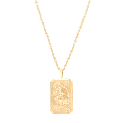 Tiger pendent yellow gold with rope chain on white background with diamond details