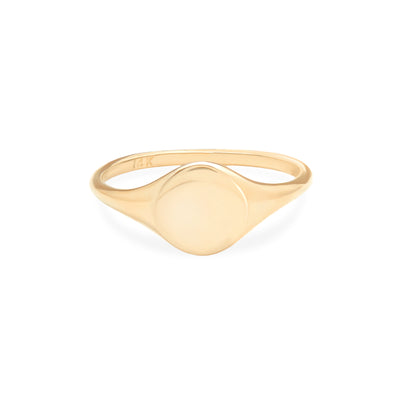 14 Karat Yellow Gold Ring with Round face on White Background